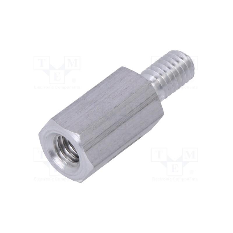 50 pcs : 236X12 - Screwed spacer sleeve, 12mm, Int.thread: M4, Ext.thread: M4