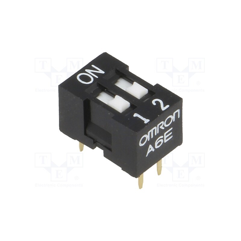 10 pcs : A6E-2101-N - Switch: DIP-SWITCH, Poles number: 2, ON-OFF, 0.025A/24VDC, Pos: 2