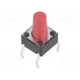 10 pcs : TS 65 R - Microswitch TACT, SPST-NO, Pos: 2, 0.05A/12VDC, PCB,THT, none, 2.6N
