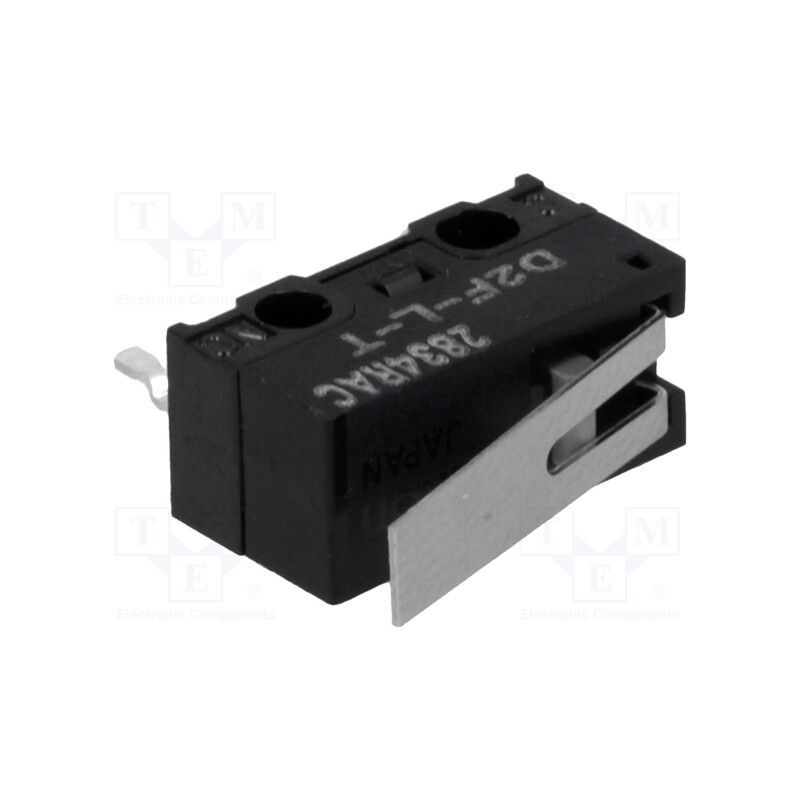 10 pcs : D2F-L-T - Microswitch SNAP ACTION, 3A/125VAC, 2A/30VDC, with lever, SPDT