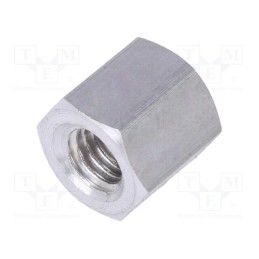 50 pcs : 139X10 - Screwed spacer sleeve, 10mm, Int.thread: M6, hexagonal, aluminium