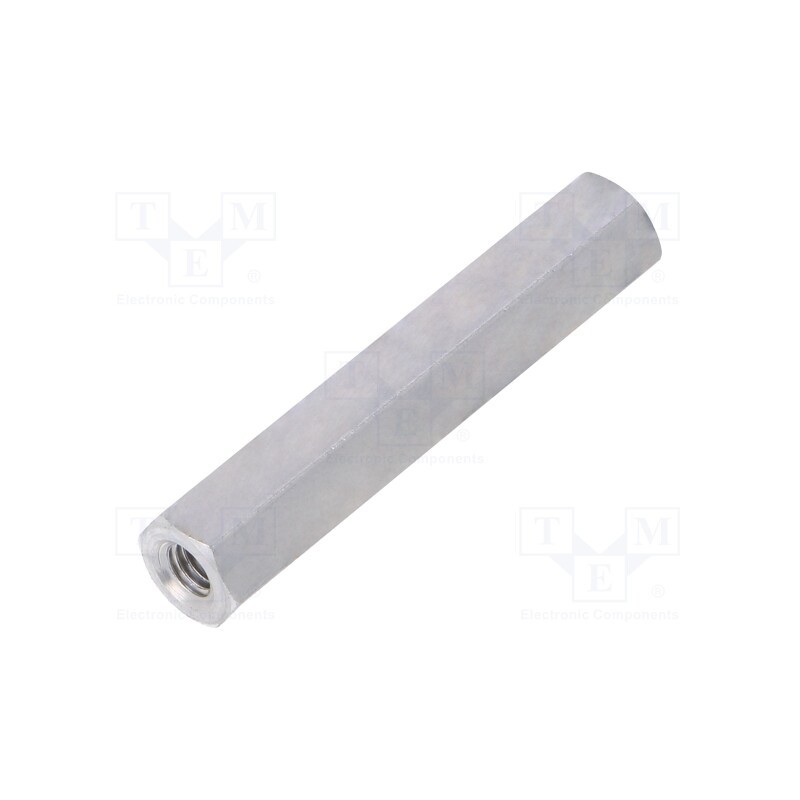 50 pcs : 134X30 - Screwed spacer sleeve, 30mm, Int.thread: M3, hexagonal, aluminium