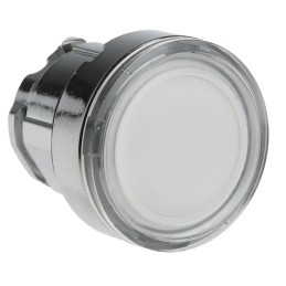 1 pcs - Schneider Electric Harmony XB4 Series White Illuminated Spring Return Push Button Head, 22mm Cutout, IP66, IP67, IP69K
