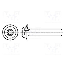 500 pcs : 3059632 - Screw, with flange, M2.5x6, 0.45, Head: button, Torx®, TX08, steel