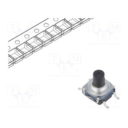 10 pcs : KSC621G LFS - Microswitch TACT, SPST-NO, Pos: 2, 0.05A/32VDC, SMT, none, 7.7mm