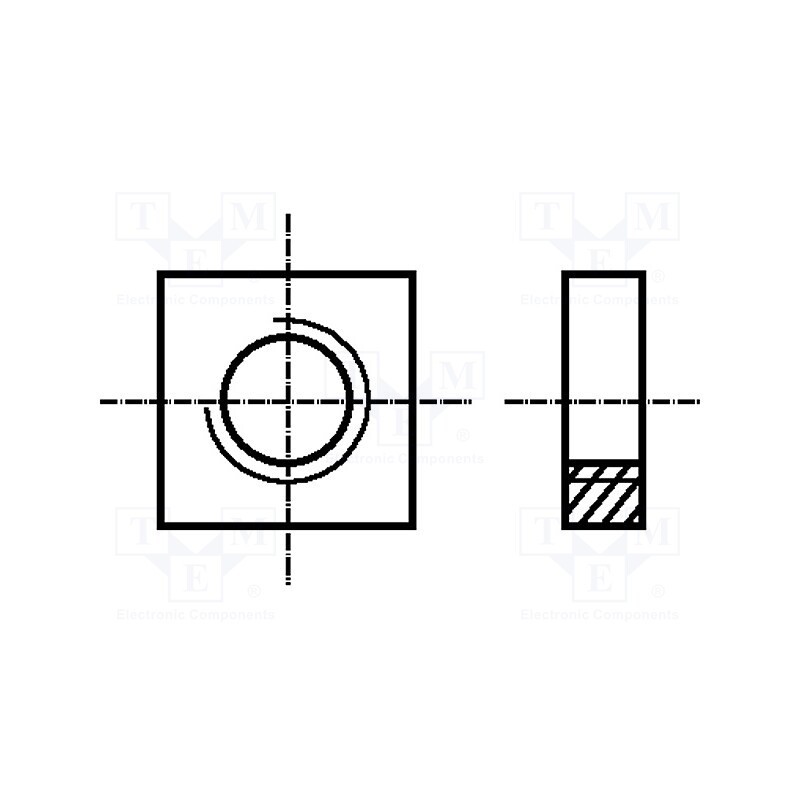 500 pcs : 1714988 - Nut, square, M3, 0.5, A2 stainless steel, BN 3525, DIN 562