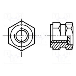 50 pcs : 1385720 - Threaded insert, brass, M4, BN 1039, L: 7mm, DIN 16903G