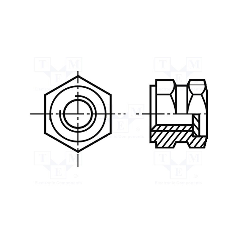 50 pcs : 1385720 - Threaded insert, brass, M4, BN 1039, L: 7mm, DIN 16903G