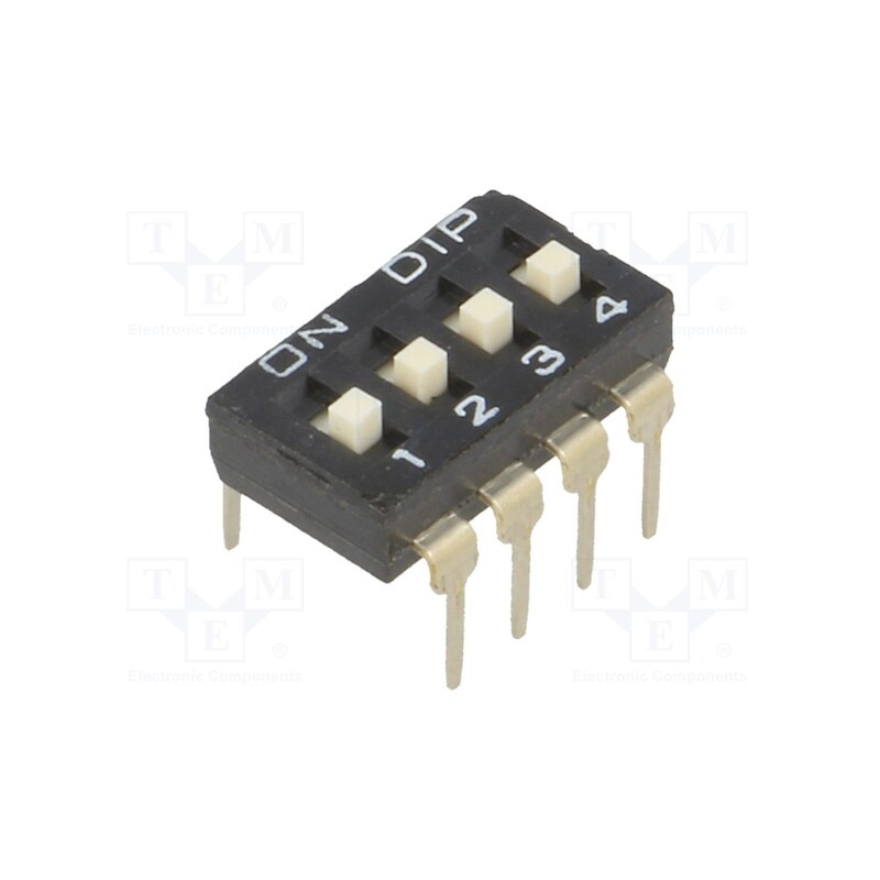 10 pcs : NDI-04H-V - Switch: DIP-SWITCH, Poles number: 4, ON-OFF, 0.1A/24VDC, Pos: 2