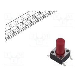 10 pcs : TSS 65 R - Microswitch TACT, SPST-NO, Pos: 2, 0.05A/12VDC, SMD, none, 2.5N