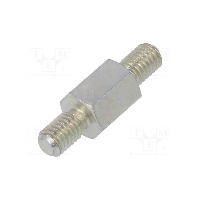 50 pcs : 428X10 - Screwed spacer sleeve, 10mm, Ext.thread: M5, hexagonal, steel