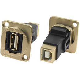 1 pcs - RS PRO Straight, Panel Mount, Socket Type A to B 2.0 IP40 Feedthrough USB Connector