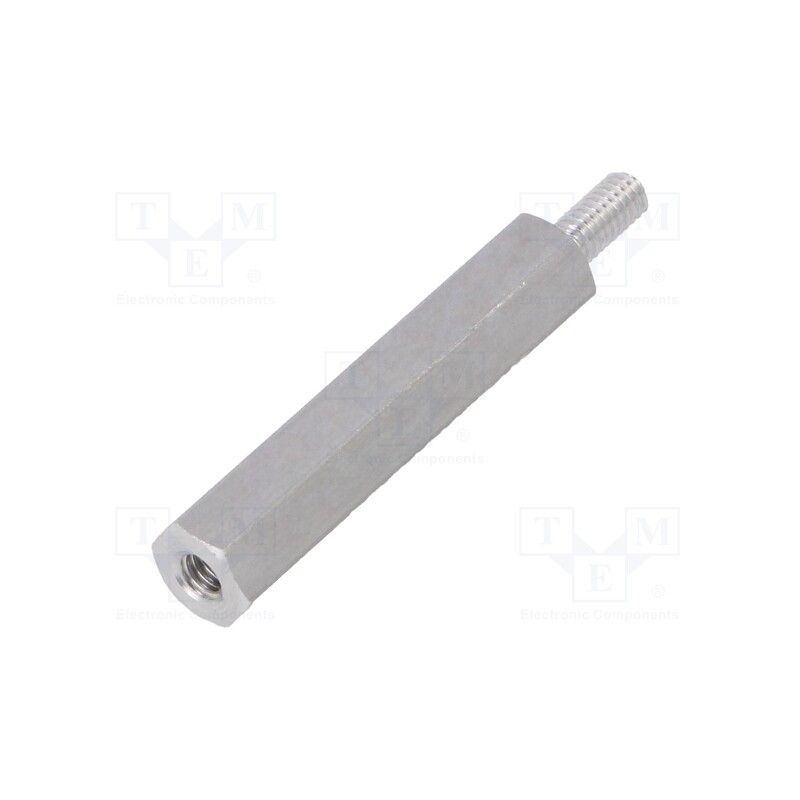 50 pcs : 232X25 - Screwed spacer sleeve, 25mm, Int.thread: M2,5, Ext.thread: M2,5