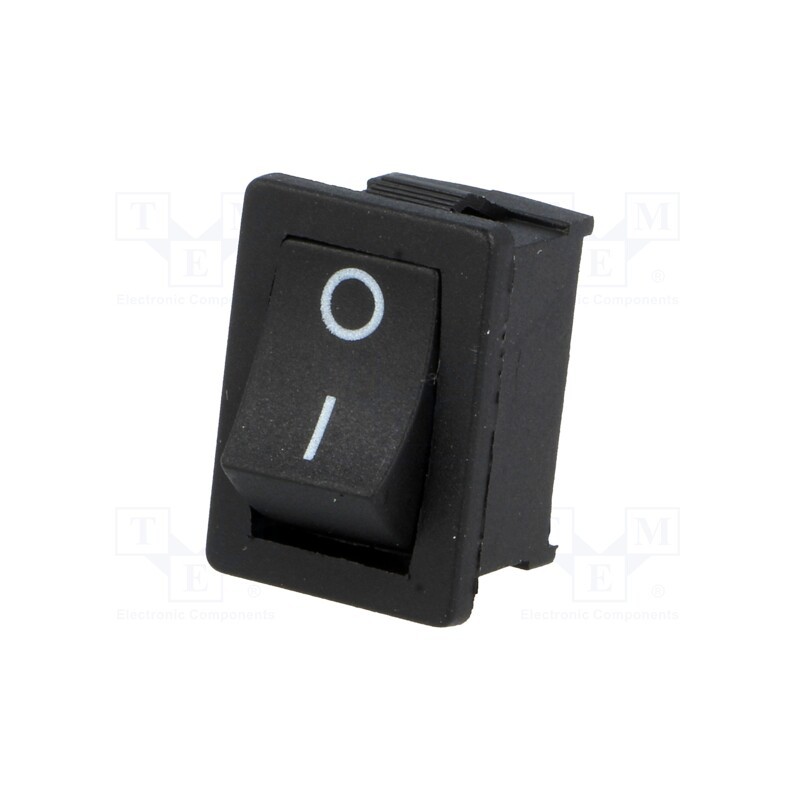 10 pcs : R19A-12BBBT - ROCKER, SPST, Pos: 2, ON-OFF, 6A/250VAC, black, none, 35mΩ, -30÷80°C