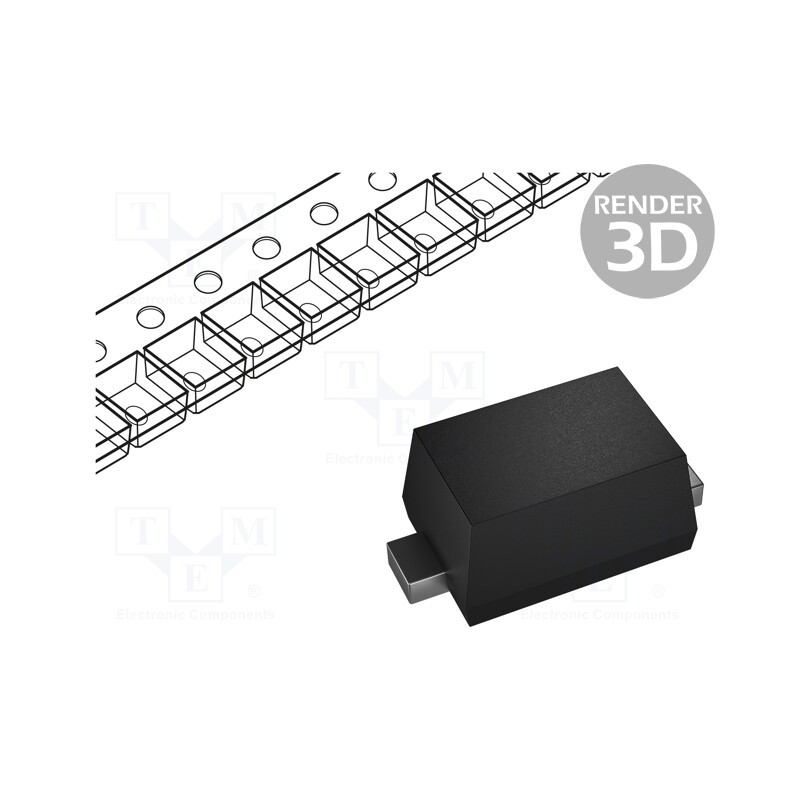 50 pcs : BZT585B5V1T-7 - Diode: Zener, 0.35W, 5.1V, SMD, , SOD523, single diode