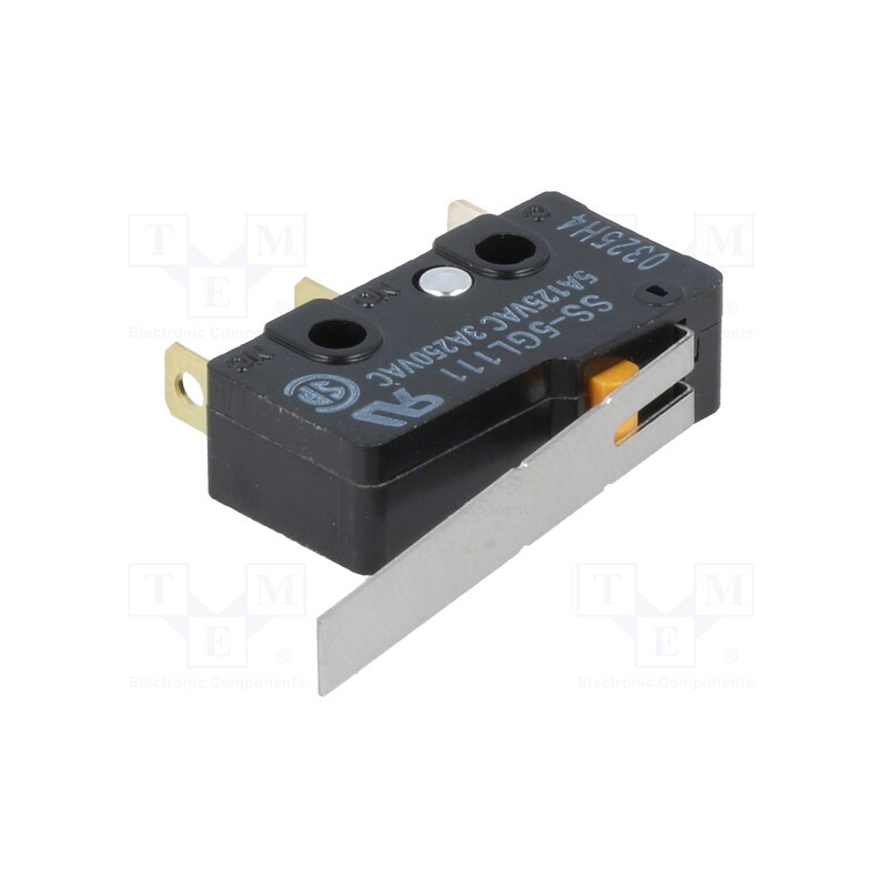 10 pcs : SS-5GL111 - Microswitch SNAP ACTION, 3A/250VAC, with lever, SPDT, ON-(ON)