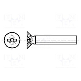 500 pcs : 5401305 - Screw, M4x10, 0.7, Head: countersunk, Pozidriv, PZ2, steel, DIN 965A