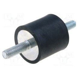 10 pcs : DVA.1-25-25-M6-18-55 - Vibration damper, M6, Ø: 25mm, rubber, L: 25mm, Thread len: 18mm