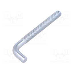 10 pcs : HP10100 - Hook, straight, steel, zinc, Thread len: 75mm, Overall len: 100mm