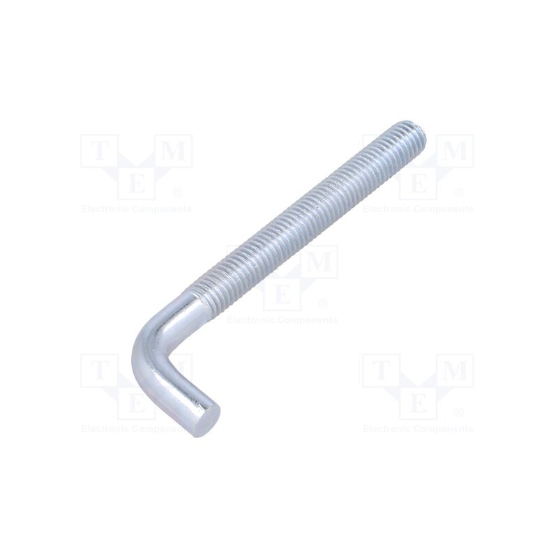 10 pcs : HP10100 - Hook, straight, steel, zinc, Thread len: 75mm, Overall len: 100mm