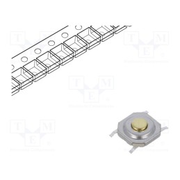 10 pcs : 8-1437565-1 - Microswitch TACT, SPST, Pos: 2, 0.05A/32VDC, SMT, none, 2.6N, round