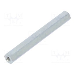 50 pcs : 125X50 - Screwed spacer sleeve, 50mm, Int.thread: M3, hexagonal, steel