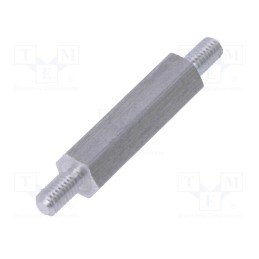 50 pcs : 434X20 - Screwed spacer sleeve, 20mm, Ext.thread: M3, hexagonal, aluminium