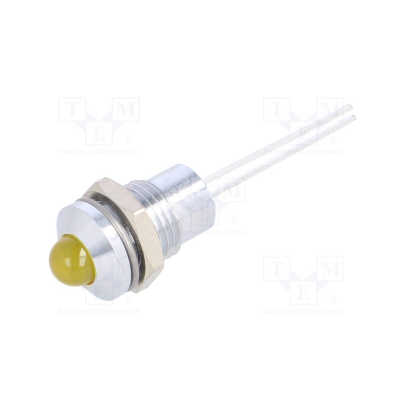 10 pcs : 19040002 - Indicator: LED, prominent, yellow, 2.1VDC, Ø8mm, 2pin, metal