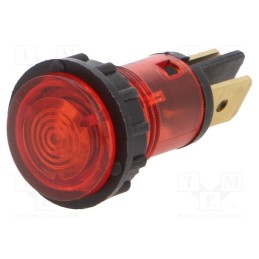 10 pcs : 9SLTBF012SDK3R - Indicator: with neon lamp, prominent, red, 220VDC, 220VAC, Ø12mm