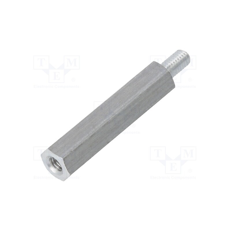 50 pcs : 234X25 - Screwed spacer sleeve, 25mm, Int.thread: M3, Ext.thread: M3
