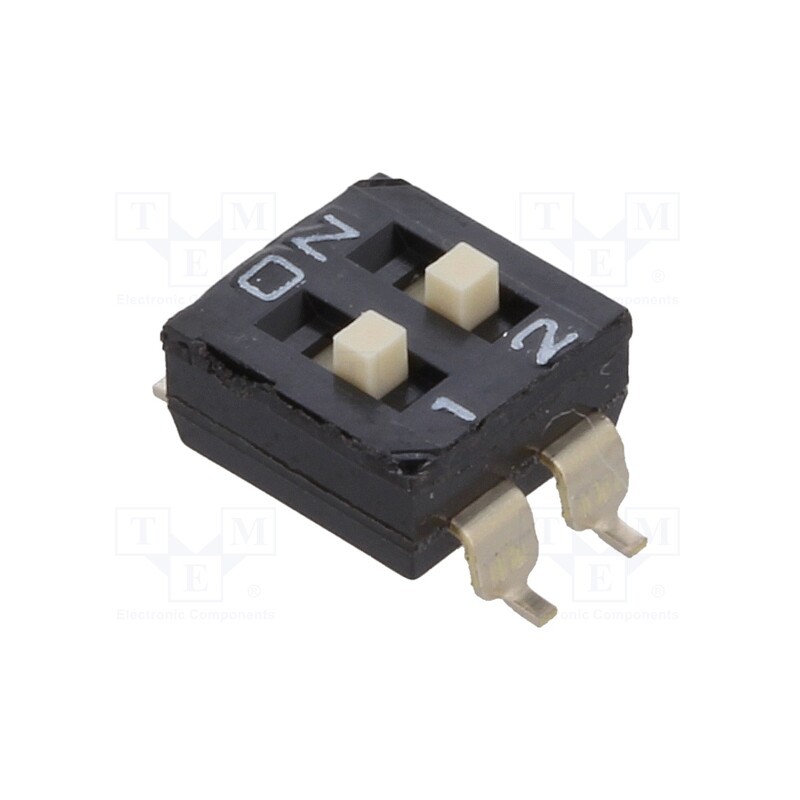 10 pcs : DM-02-V - Switch: DIP-SWITCH, Poles number: 2, ON-OFF, 0.1A/50VDC, Pos: 2