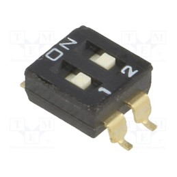 10 pcs : A6S-2102-H - Switch: DIP-SWITCH, Poles number: 2, ON-OFF, 0.025A/24VDC, Pos: 2