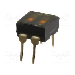 10 pcs : A6T-2102 - Switch: DIP-SWITCH, Poles number: 2, ON-OFF, 0.025A/24VDC, Pos: 2