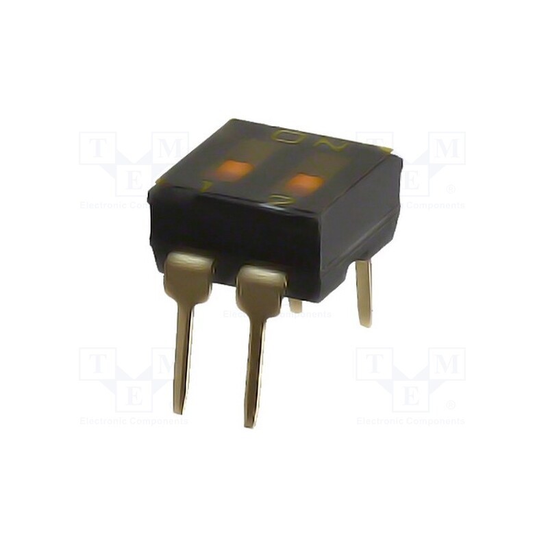10 pcs : A6T-2102 - Switch: DIP-SWITCH, Poles number: 2, ON-OFF, 0.025A/24VDC, Pos: 2