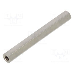 50 pcs : 1112X35 - Screwed spacer sleeve, 35mm, Int.thread: M2,5, hexagonal, brass