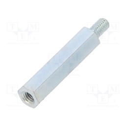 50 pcs : 226X30 - Screwed spacer sleeve, 30mm, Int.thread: M4, Ext.thread: M4, steel