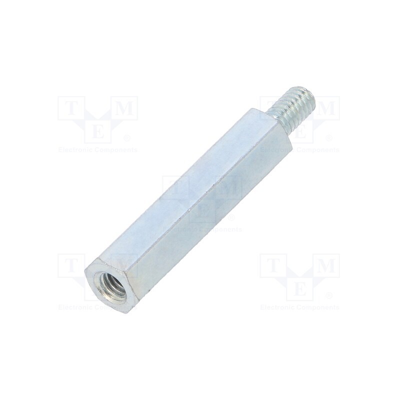 50 pcs : 226X30 - Screwed spacer sleeve, 30mm, Int.thread: M4, Ext.thread: M4, steel