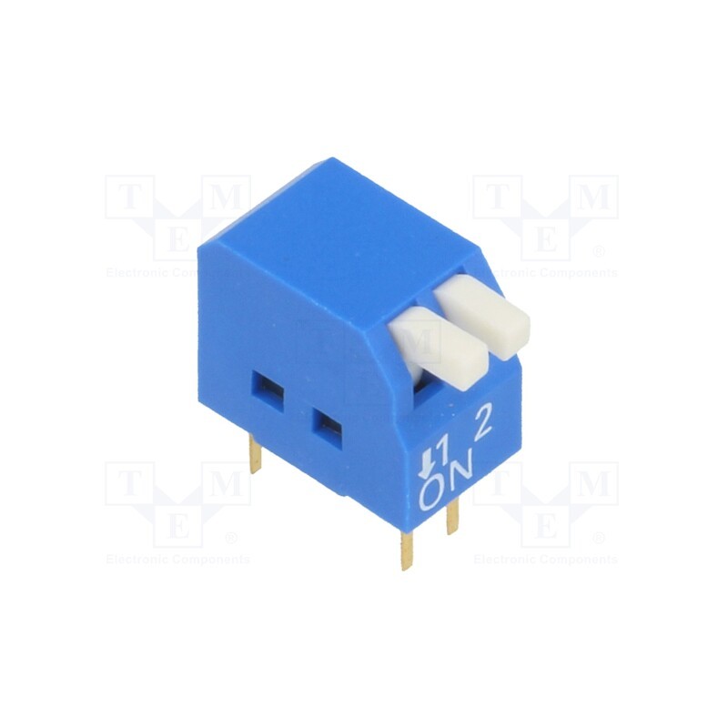 10 pcs : - Switch: DIP-SWITCH, Poles number: 2, ON-OFF, 0.05A/12VDC, Pos: 2
