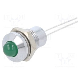 10 pcs : 19040001 - Indicator: LED, prominent, green, 2.2VDC, Ø8mm, 2pin, metal