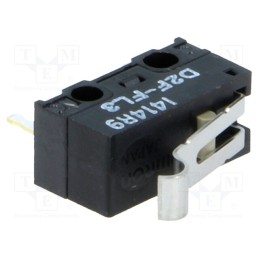 10 pcs : D2F-FL3 - Microswitch SNAP ACTION, 1A/125VAC, 0.5A/30VDC, SPDT, ON-(ON)