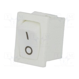 10 pcs : - ROCKER, SPST, Pos: 2, ON-OFF, 3A/250VAC, white, none, 35mΩ, -30÷80°C
