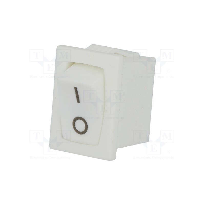 10 pcs : - ROCKER, SPST, Pos: 2, ON-OFF, 3A/250VAC, white, none, 35mΩ, -30÷80°C