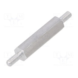 50 pcs : 432X20 - Screwed spacer sleeve, 20mm, Ext.thread: M2,5, hexagonal