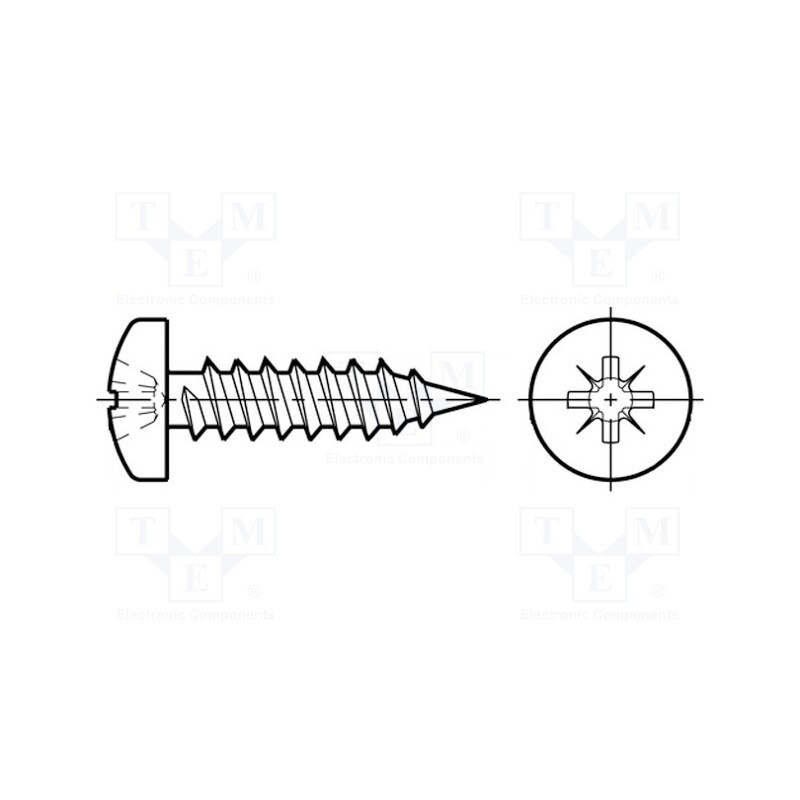 500 pcs : 3061522 - Screw, 2.9x13, Head: cheese head, Pozidriv, PZ1, ISO 7049, BN 13259