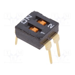 10 pcs : A6T-2101 - Switch: DIP-SWITCH, Poles number: 2, ON-OFF, 0.025A/24VDC, Pos: 2