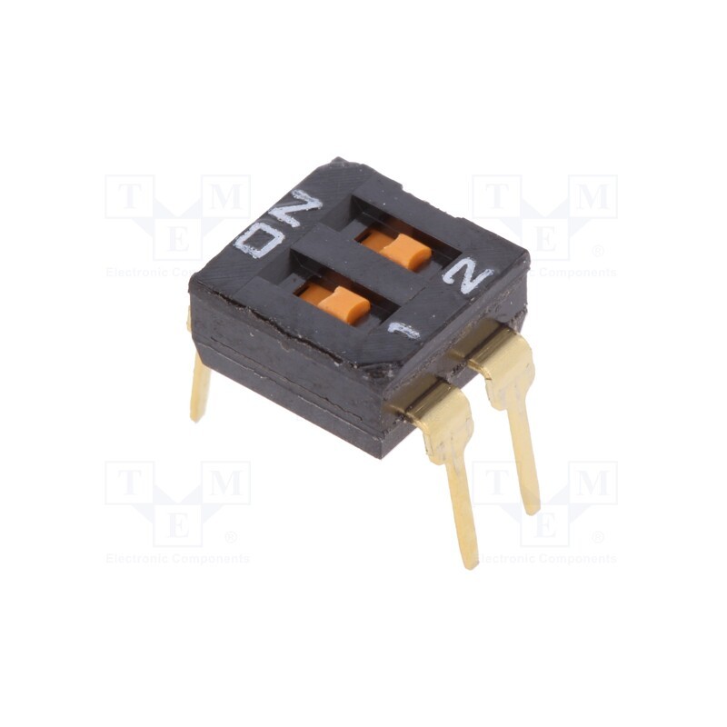 10 pcs : A6T-2101 - Switch: DIP-SWITCH, Poles number: 2, ON-OFF, 0.025A/24VDC, Pos: 2