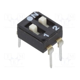10 pcs : EAM102EZ - Switch: DIP-SWITCH, Poles number: 2, OFF-ON, 0.025A/24VDC, Pos: 2