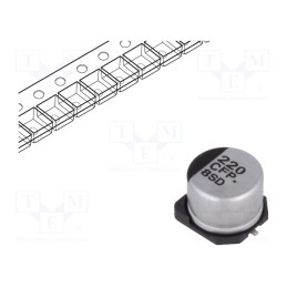 10 pcs : EEEFP1C221AP - Capacitor: electrolytic, low ESR, SMD, 220uF, 16VDC, Ø8x6.2mm, ±20%