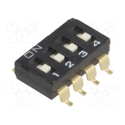 10 pcs : A6S-4101-H - Switch: DIP-SWITCH, Poles number: 4, ON-OFF, 0.025A/24VDC, Pos: 2