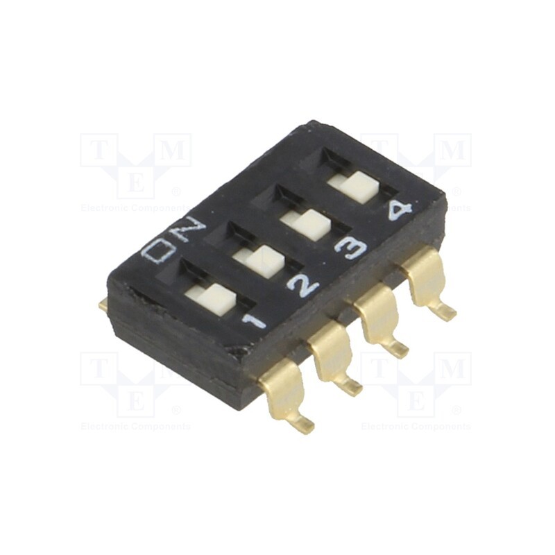 10 pcs : A6S-4101-H - Switch: DIP-SWITCH, Poles number: 4, ON-OFF, 0.025A/24VDC, Pos: 2